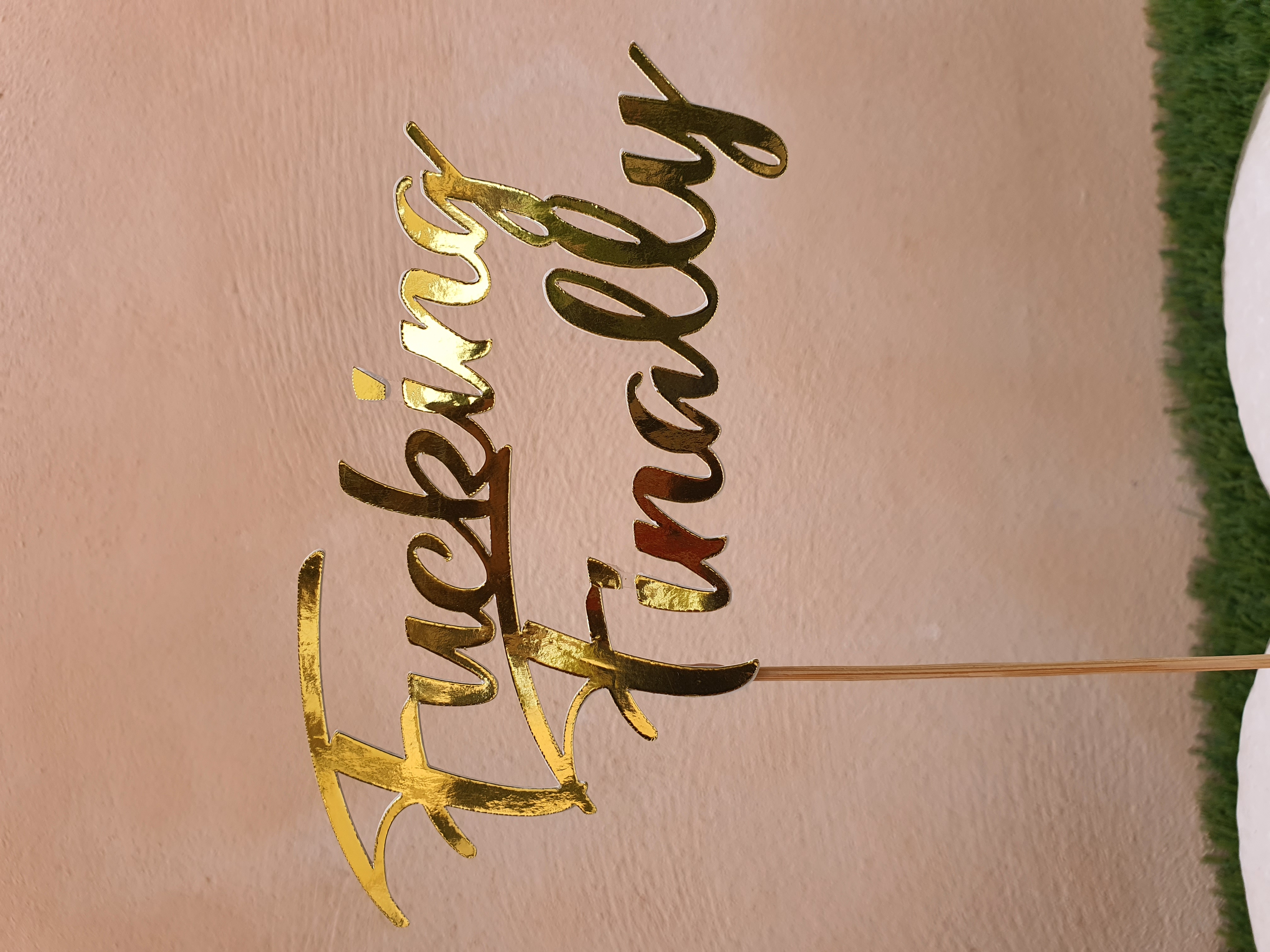 Gold personalised cake topper by LingaLonga Art