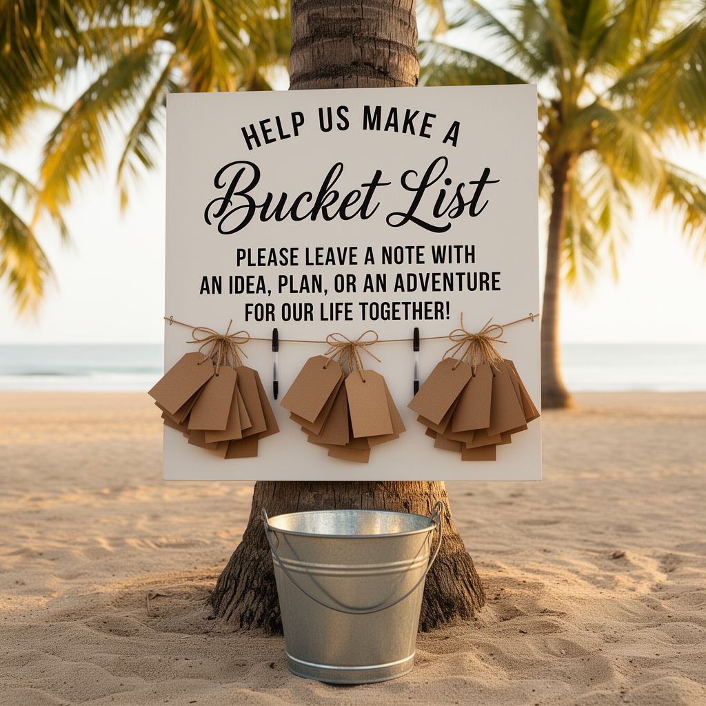Bucket list wedding sign